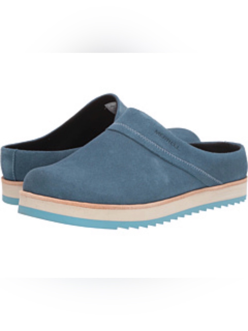 Merrell women’s Blue Suede Slip-On Juno clog size 8.5